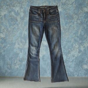 American Eagle Outfitters Dark Blue Hi-Rise Artist Stretch Flare Jeans